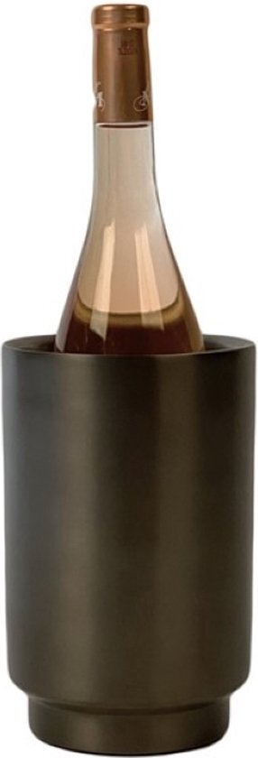 XLBoom Rondo Wijnkoeler - RVS - Zwart - 13 &#215; 13 &#215; 20 cm