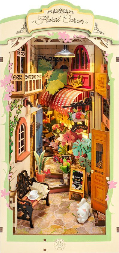 Robotime Floral Corner Houten Book Nook DIY-miniatuurhuis TGB09 - Bouwpakket