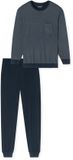 Schiesser Pyjama lang Comfort Essentials Heren Blauw Gestreept Lange Mouw Katoen M