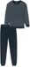 Schiesser Pyjama lang Comfort Essentials Heren Blauw Gestreept Lange Mouw Katoen M