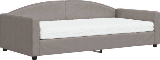 vidaXL Slaapbank met matras 100x200 cm stof taupe