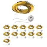 ledscom.de 12x FABI Round Swivel Gold Glossy Recessed Ceiling Frame (GU10/MR16/GU5.3/50mm) incl. fitting