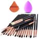 PARENCE. 22-delige make-upset - 20 make-upborstels ca. 14 cm, 1 blenderspons, 1 poederdons