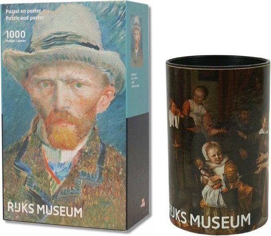 Rijksmuseum Vincent Van Gogh - Zelfportret - Puzzel Van 1000 stukjes - Incl. Gratis Puzzel 'Het Sint Nicolaasfeest (Jan Havicksz Steen 1668)'