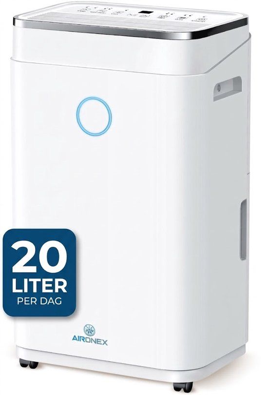 Aironex Luchtontvochtiger 20 ltr - Ontvochtigt 20 liter per dag - Voorkomt Schimmel - Stil - Geschikt voor woonkamer, slaapkamer, badkamer, kelder en garage - Vochtvreter- Luchtontvochtiger en Luchtreiniger- Krachtige ontvochtiger - Dehumidifier