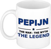 Bellatio Decorations Pepijn cadeau mok - man myth legend - naam koffiemok / beker - wit en blauw - 300 ml - verjaardag