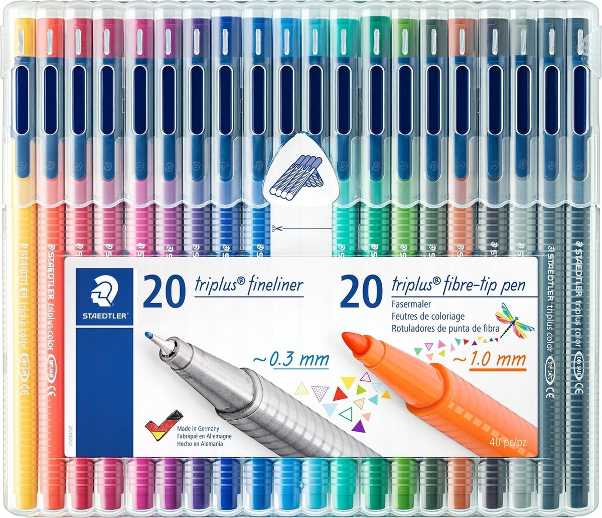 Staedtler triplus mixed set 20 fineliner + 20 color