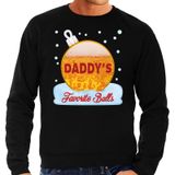 Bellatio Decorations Foute Kerst trui sweater - Daddy his favorite balls - bier / biertje - drank - zwart - voor heren - kerstkleding / kerst outfit XL