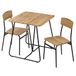 Baroni Home Ensemble de table et 2 chaises, design moderne, léger, pour intérieur et extérieur, pour salle à manger, restaurant, MDF et acier, montage facile, noir avec effet chêne