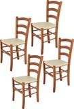 t m c s Tommychairs Venice - Eetkamerstoelen - Set van 4 - Kersenhout & Ivoor - Kunstleer