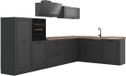 Vicco Hoekkeuken R-Line, Antraciet landelijk/Antraciet, 347 x cm goudkleurig eiken werkblad