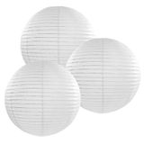 Merkloos 3 witte lampionnen 35 cm