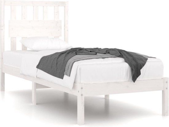 vidaXL Bedframe massief grenenhout wit 90x190 cm