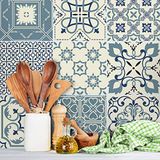 Tegelstickers, zelfklevend, cementtegels, wanddecoratie, tegelstickers voor badkamer en keuken, cementtegels, zelfklevend, 10 x 10 cm, 9 stuks