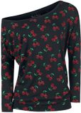 Rock Rebel by EMP Zwart shirt met lange mouwen en kersenprint - Dames - S