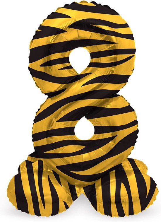 Folat Staande Folieballon Cijfer 8 Tiger Chic - 41 cm