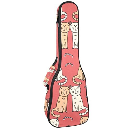 Mersov Tenor Ukulele Gigbag Waterdichte Ukelele Case Gewatteerde Rugzak, Geweldig voor Sopraan Concert (21/23/24") Katten Paar Patroon