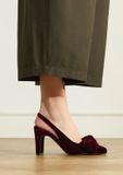 Manfield - Dames - Burgundy velours slingback pumps - Maat 39