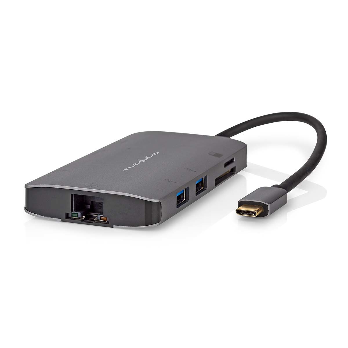 Nedis USB-C Multi-Port Adapter - HDMI, USB-A, USB-C, Ethernet, SD/MicroSD - Antraciet