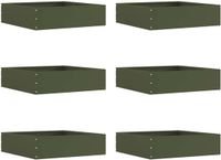 vidaXL Gazonrand 6 stuks 50 x 50 x 13 cm Staal Olijfgroen