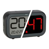 TFA Dostmann digitale wekker Bingo Hybrid met LCD/LED-display, 60.2048, wekker met hybride display, geïntegreerde accu & USB-C-kabel, automatische omschakeling, datum, snooze, zwart
