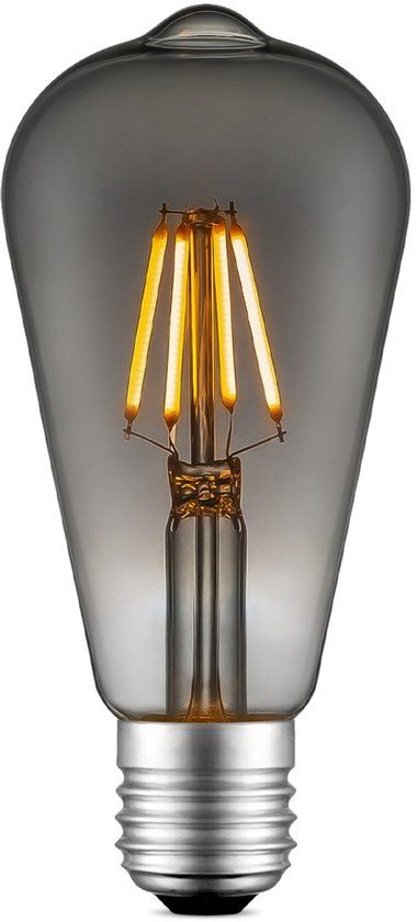 Home Sweet Home Edison Vintage LED filament lichtbron Drop - Rook - ST64 Deco - Retro LED lamp - 6.4/6.4/14cm - E27 - Dimbaar - 4W 150lm 1800K