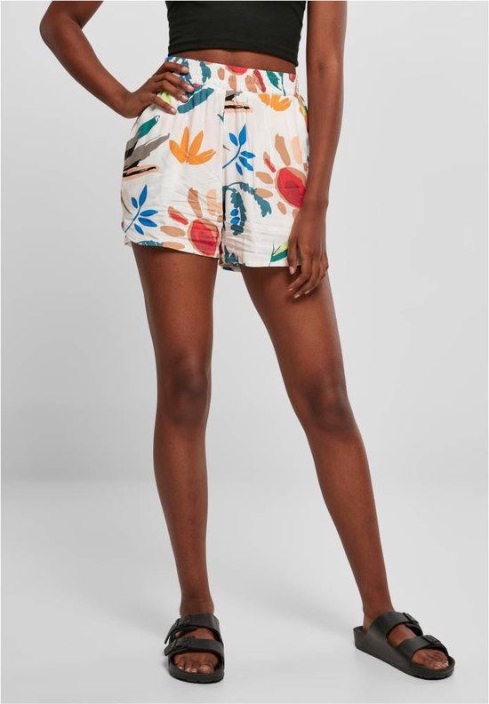 Urban Classics AOP Viscose Resort Shorts - Women's XS - Creme