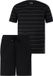 JP 1880 - Heren - Pyjama korte tweedelige set T-shirt met strepen shorts - Zwart - Maat L