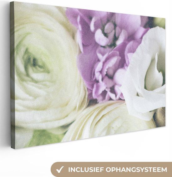 OneMillionCanvasses Canvas Schilderij 150x100 cm - Bloemen Rozen Natuur - Wanddecoratie