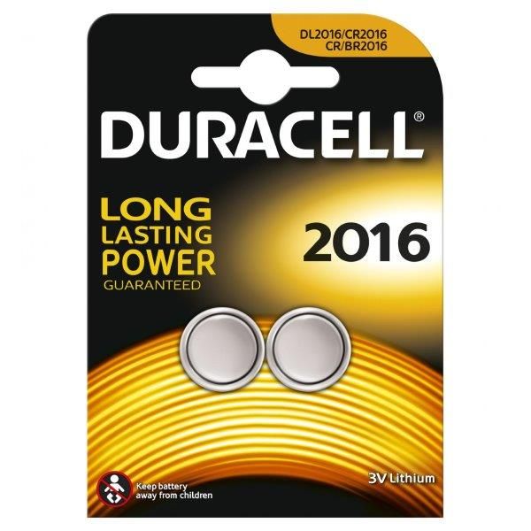 Duracell CR2016 Lithium Button Cell Battery - 2 Pack