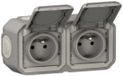 Dubbel Legrand 069768L Dubbel stopcontact, voorbekabeld, 2 x 2P + T, 16 A, 250 V~ grijs, IP55 IK08