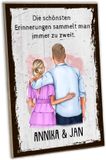 Merkloos Houten Decoratiebord - Persoonlijk Cadeau - Liefdesverklaring - Met Namen Personaliseerbaar - 28 x 19 cm - Houtkleur