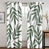 Rideaux occultants à motifs de feuilles vertes pour chambre à coucher et salon