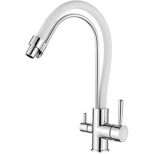 Ibergrif IBERGRIF-M22122-3, kitchen sink taps osmosis with flexible and double handle, sprayer 3 in 1 for aguay filter purifier kitchen sink, white