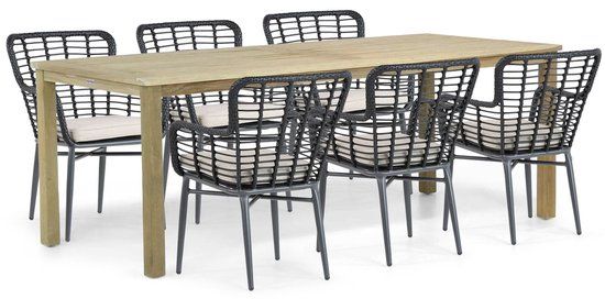 De Laan Projects Tuinset 6 personen 210 cm Aluminium/Wicker Zwart