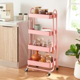 [en.casa] Keukentrolley Pyhäntä met 4 manden 103,5x46x35 cm roze