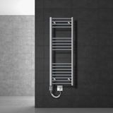 ECD Germany Radiateur de salle de bain électrique avec élément chauffant 900W - 400 x 1200 mm - chrome - courbé avec raccordement latéral