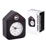 Fisura – Analoge mini-wekker in huisontwerp zwart-wit, geruisloos zonder tikken. Kleine tafelwekker met alarm. 9,7 x 7,3 x 4,5 cm. Werkt op batterijen (1x AA)