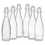 Alessandro Beugelflessen / weckflessen Pure - glas - 6x stuks - luchtdicht - 1 liter - waterfles - sierlijk motief