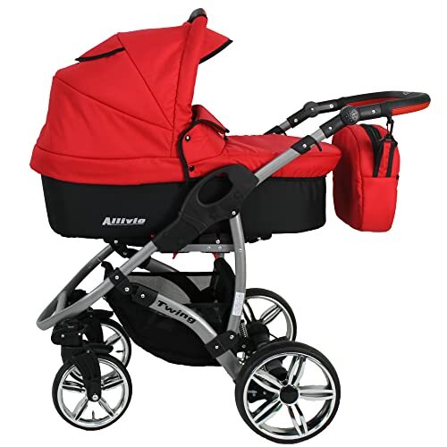 Lux4Kids Kinderwagen, babyzitje, buggy, 2-in-1, 3-in-1, Isofix Allviox by Black Red 09, 2-in-1, zonder babyzitje