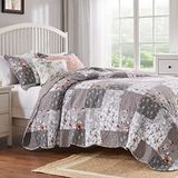 Barefoot Bungalow Quiltset, Microfiber, Polyester Katoenrijke Vulling, Grijs, Koning