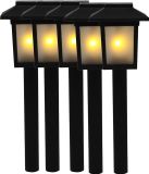 Merkloos Benson Tuinlamp prikspot - 5x - solar - vlam effect 34,5 cm