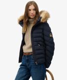 Superdry Fuji Gewatteerde Jas met Bontkraag Dames Blauw