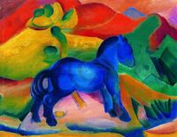 Your Decoration B.V. Kunstdruk Franz Marc - Blaues Pferdchen 90x70cm