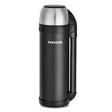 Pioneer Geïsoleerde Thermosfles voor Warme Dranken 1800 ml/1,8 Liter Reisfles, 18/10 Roestvrij Staal - Houdt Dranken 8 Uur Warm - Zwart
