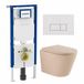 Geberit QeramiQ Dely Toiletset - 36.3x51.7cm - Diepspoel - Rimless - Geberit UP720 Inbouwreservoir - Softclose Toilet Zitting - Glans Witte Bedieningsplaat - Rechthoekige Knoppen - Mat Beige