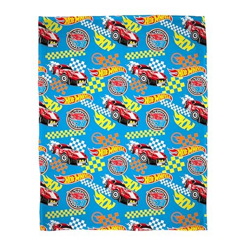 Character World Officiële Hot Wheels fleecedeken | Super zachte warme blauwe plaid, vlamontwerp | Perfect voor de slaapkamer, camping en logeerpartijtjes 100 x 150 cm