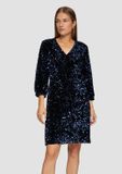 s.Oliver Robe à col en V à fleurs et manches longues Bleu roi Taille 36