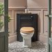 Hudson Reed Thornton Klassieke WC-Ombouw Hoekmontage Zwartgrijs met Reservoir, Zwarte Spoelknop en Staand Toilet met Eikeneffect Toiletzitting