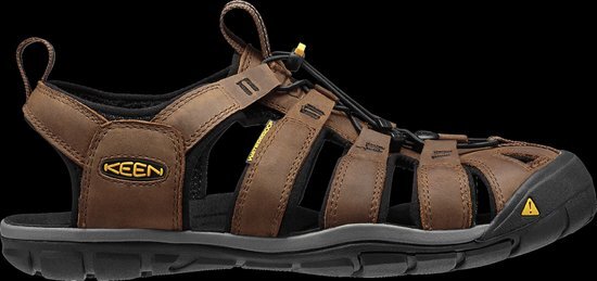 KEEN Clearwater CNX Leather Sandalen Heren, dark earth/black 2019 US 12 | EU 46 Trekking & Wandelsandalen